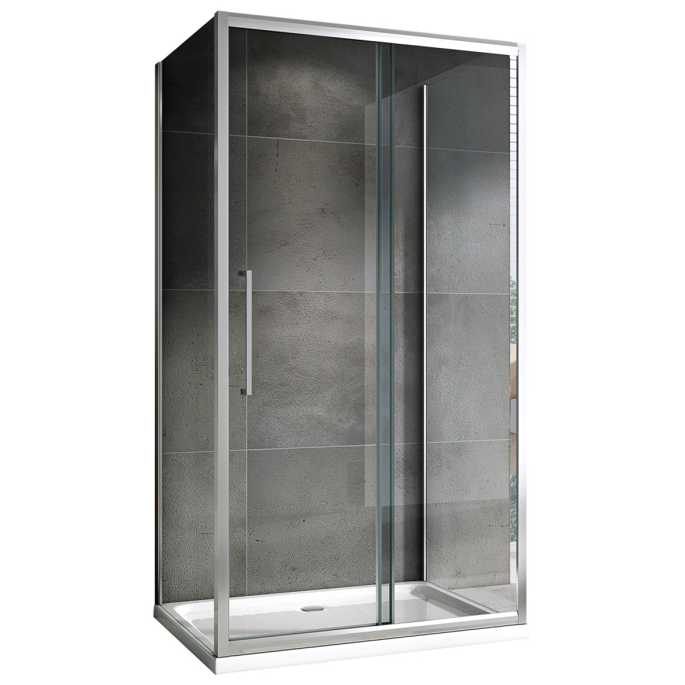 душевой уголок abber schwarzer diamant ag30100h-s70-s70 100x70 стекла прозрачные, профиль хром