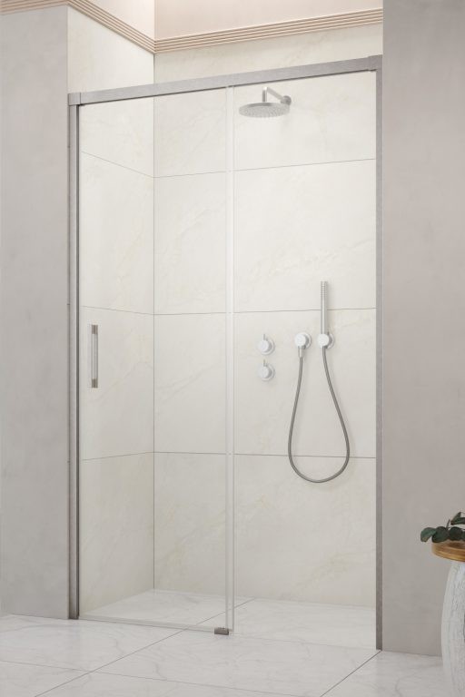 душевая дверь radaway idea brushed nickel dwj 125x200,5 правая, стекла прозрачные, профиль брашированный никель