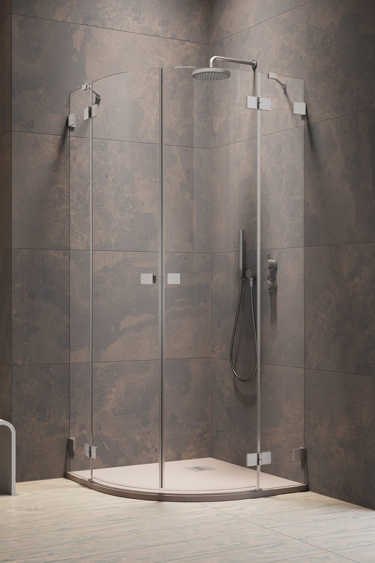 душевой уголок radaway essenza pro brushed nickel pdd 90x100 стекло прозрачное, профиль брашированный никель