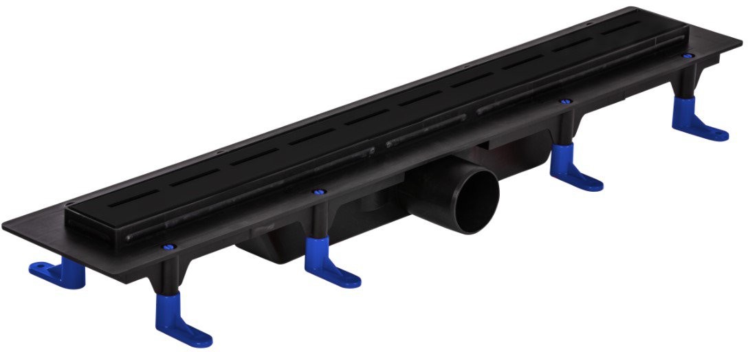 душевой лоток styron sty-li-60-ff с решеткой line, черный