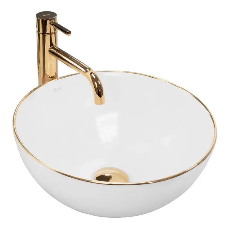 умывальник rea stella gold edge rea-u7445 36x36 белый/золото