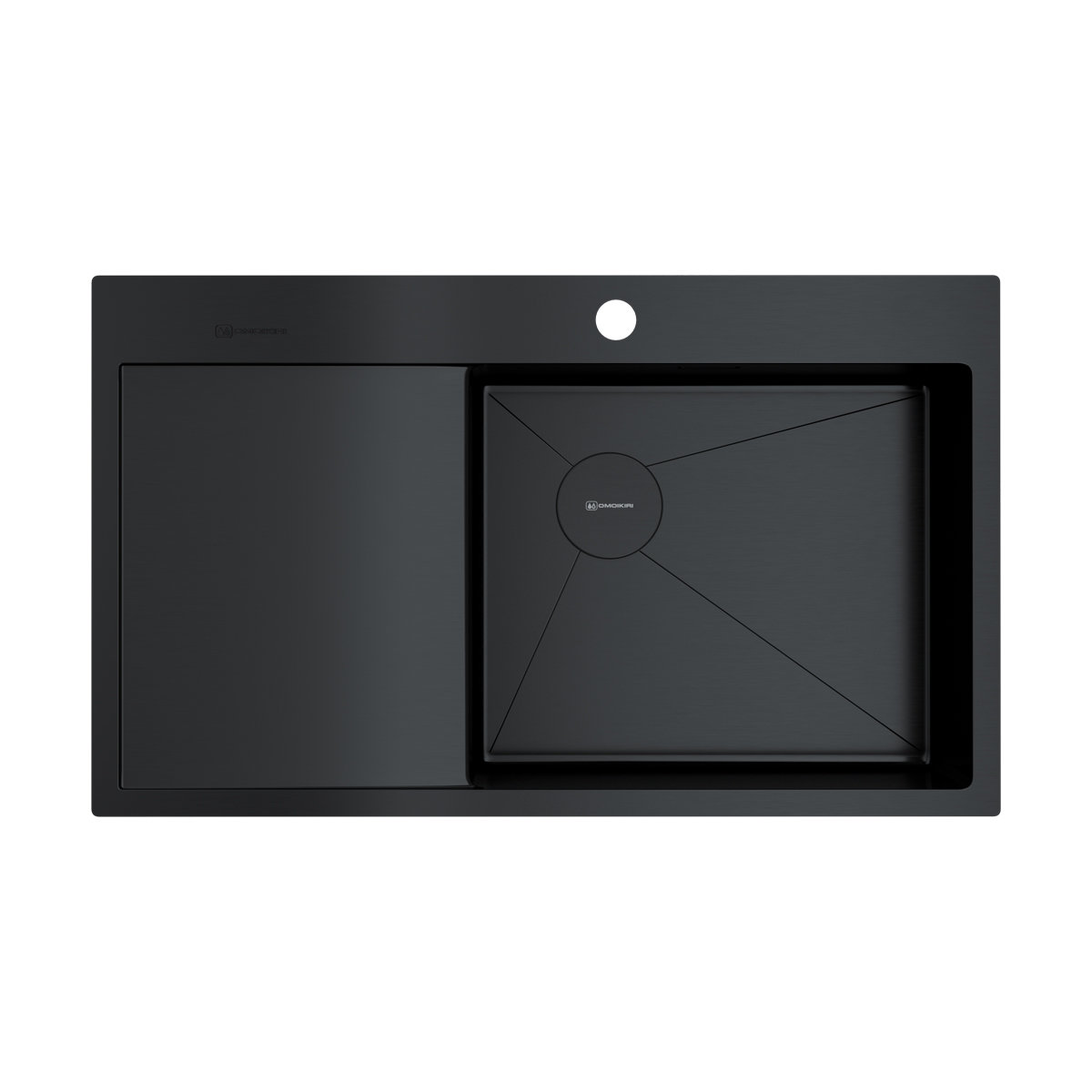 кухонная мойка omoikiri akisame 86-gb-r side 4997044 86x51 графит