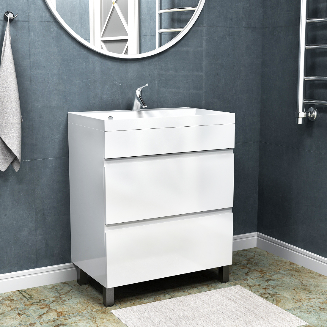 тумба напольная vela мира 70н под умывальник classica белая