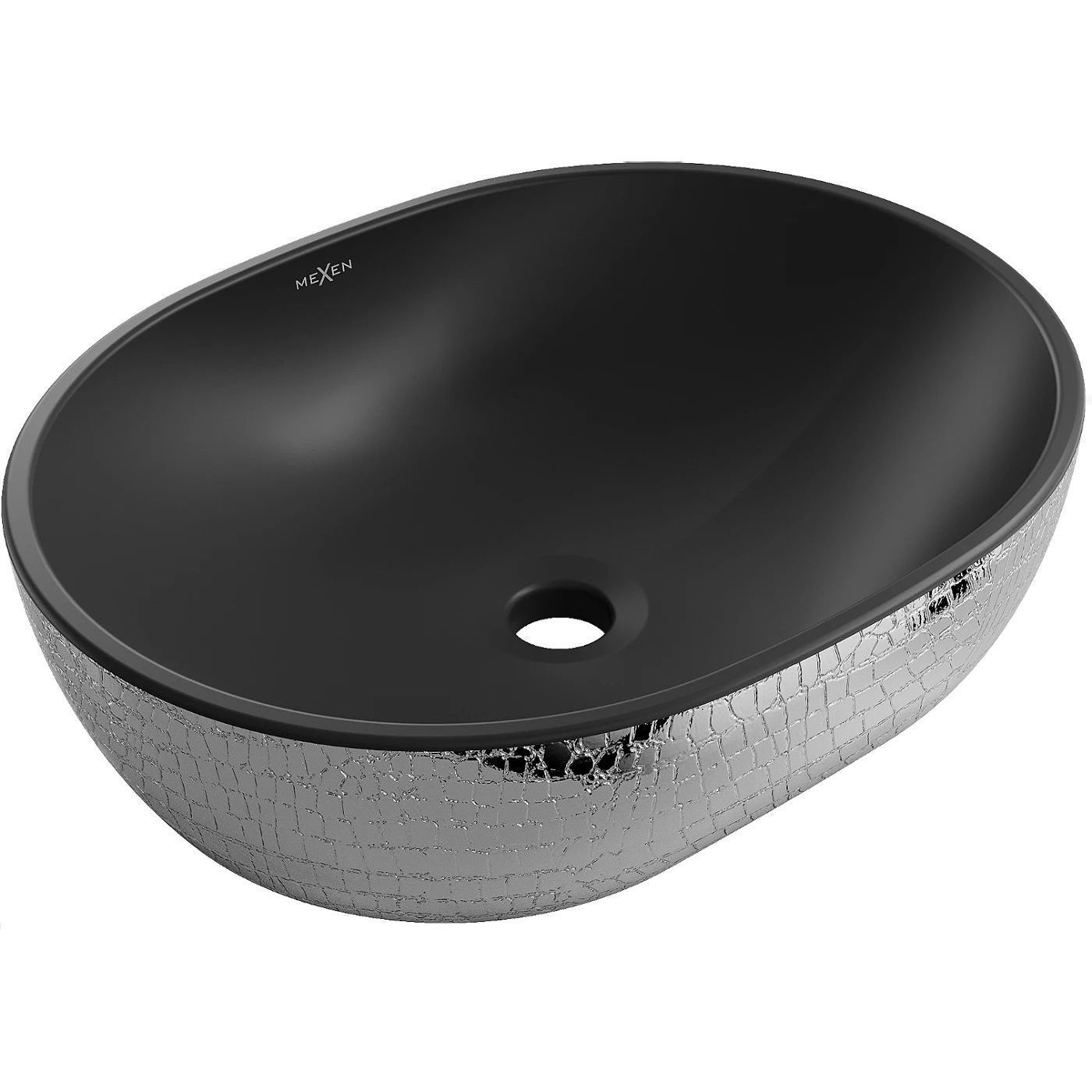 умывальник накладной mexen viki mex-21054872 48,5x35 черный матовый / серебро