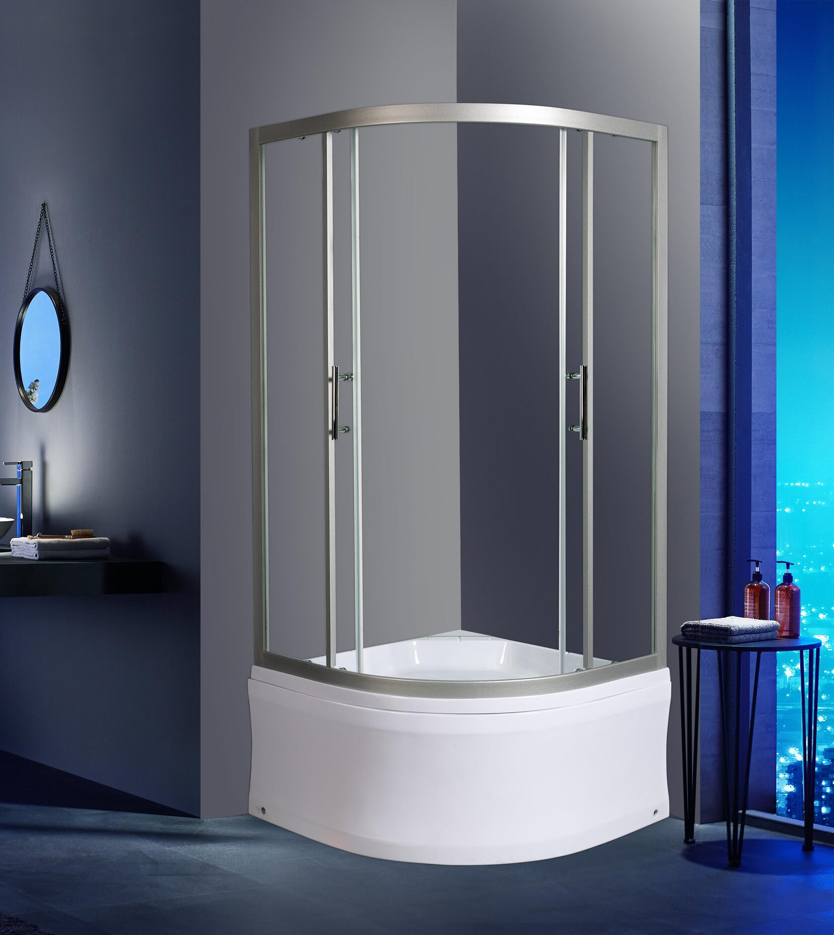 душевой уголок welt-wasser ww500 с 100/159 100x100 с поддоном, стекла прозрачные, профиль матовый хром