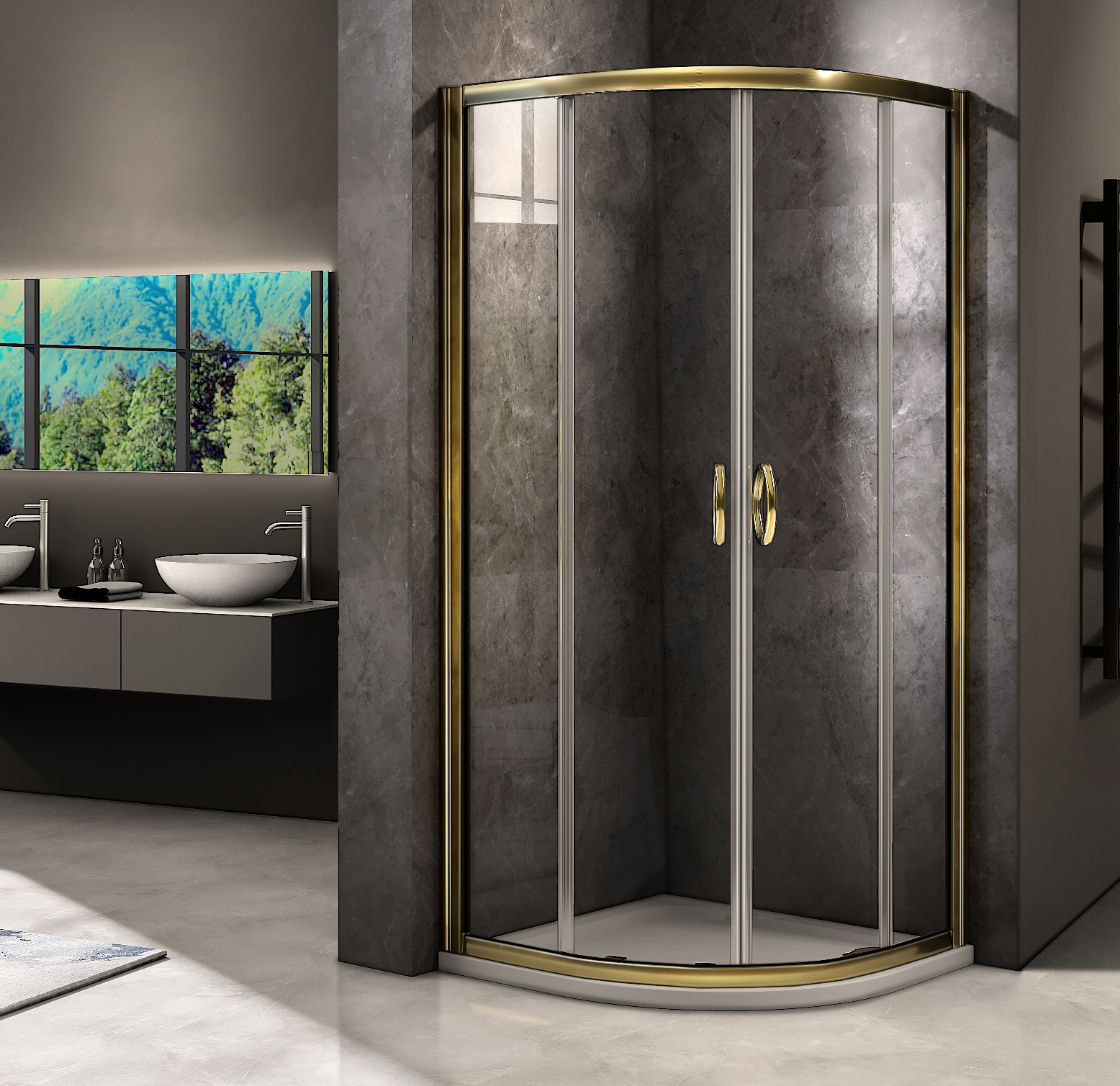 душевой уголок gooddoor jazz r-90-c-g 90x90 стекла прозрачные, профиль золото