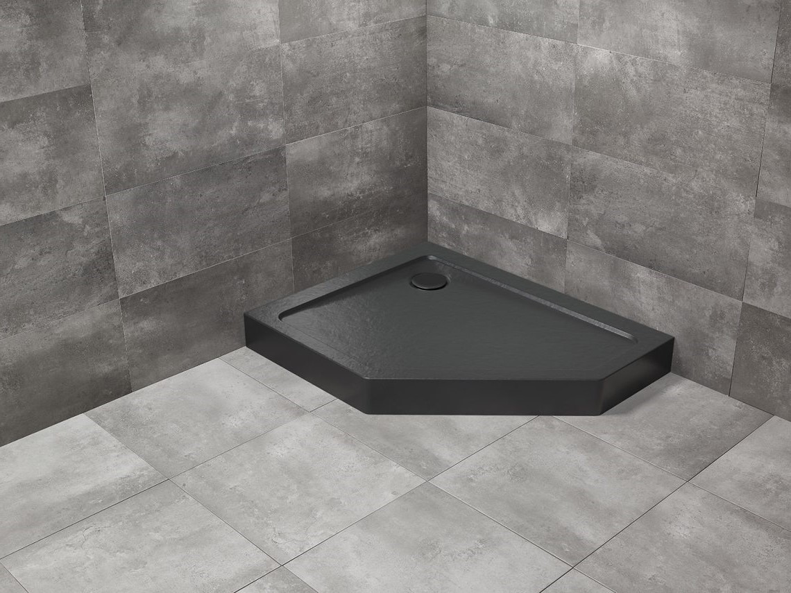 душевой поддон radaway doros pt e compact left stone black 100x90 черный