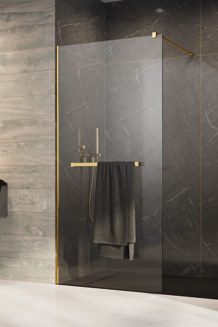 душевой уголок radaway modo new gold ii 140x200 с полотенцедержателем, стекла прозрачные, профиль золото