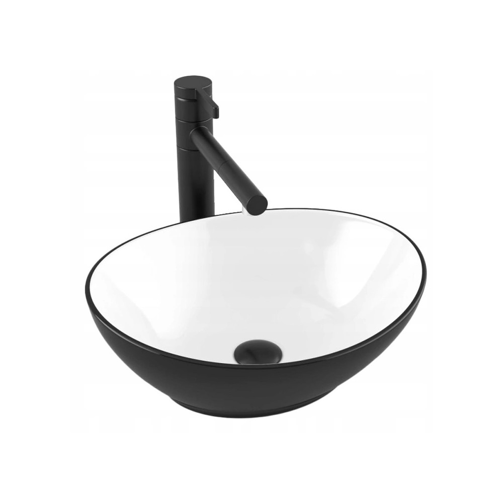 умывальник накладной calani fiesta black white 41x34,5 черный, белый