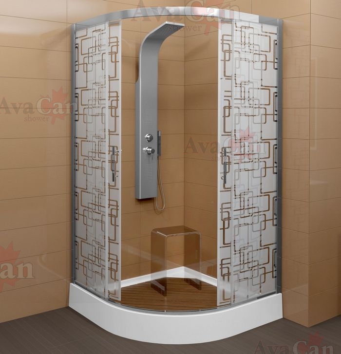 душевой уголок avacan c01 ava 100x100 стекла с рисунком, профиль хром