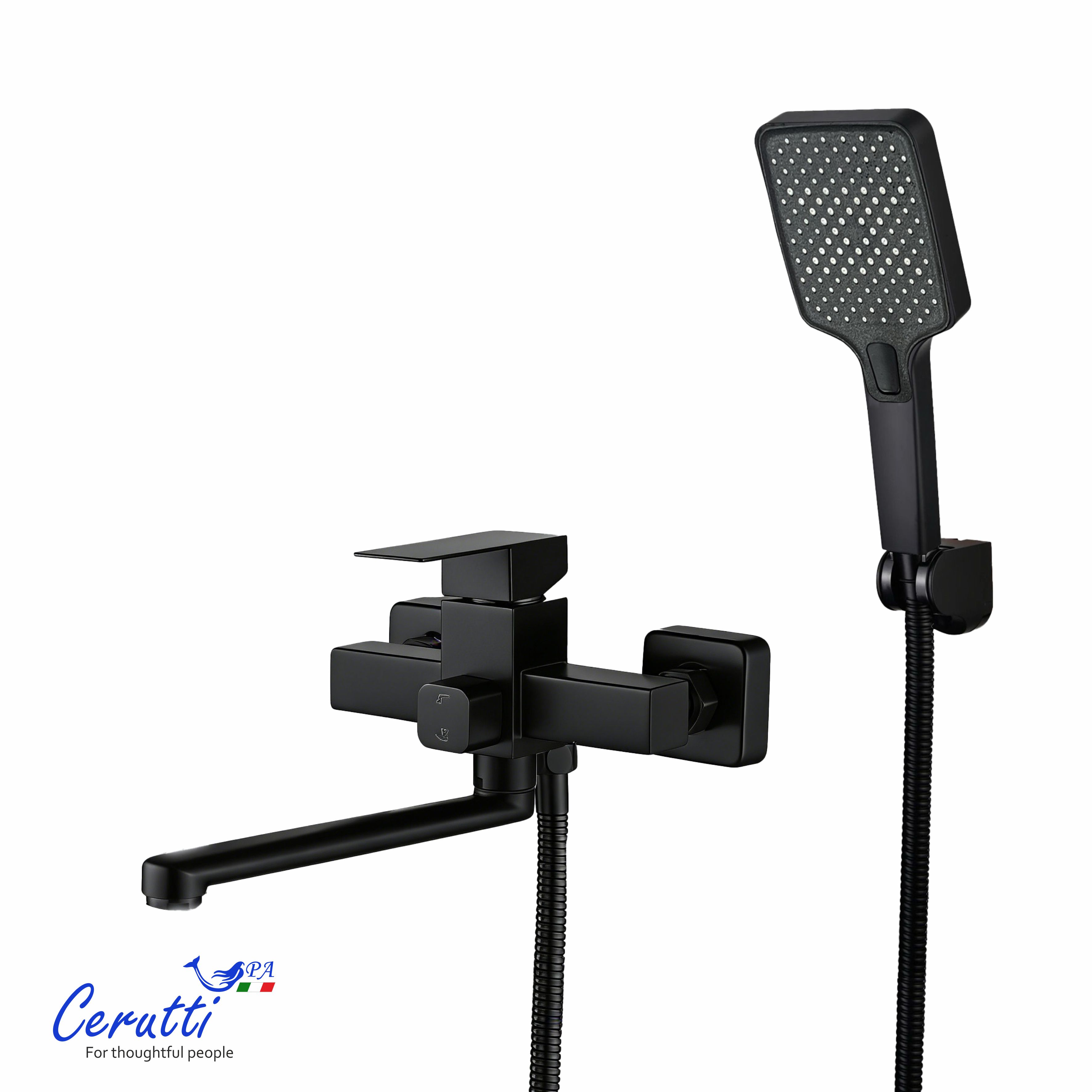 смеситель для ванны ceruttispa clelia vxlmb ct12066 черный матовый