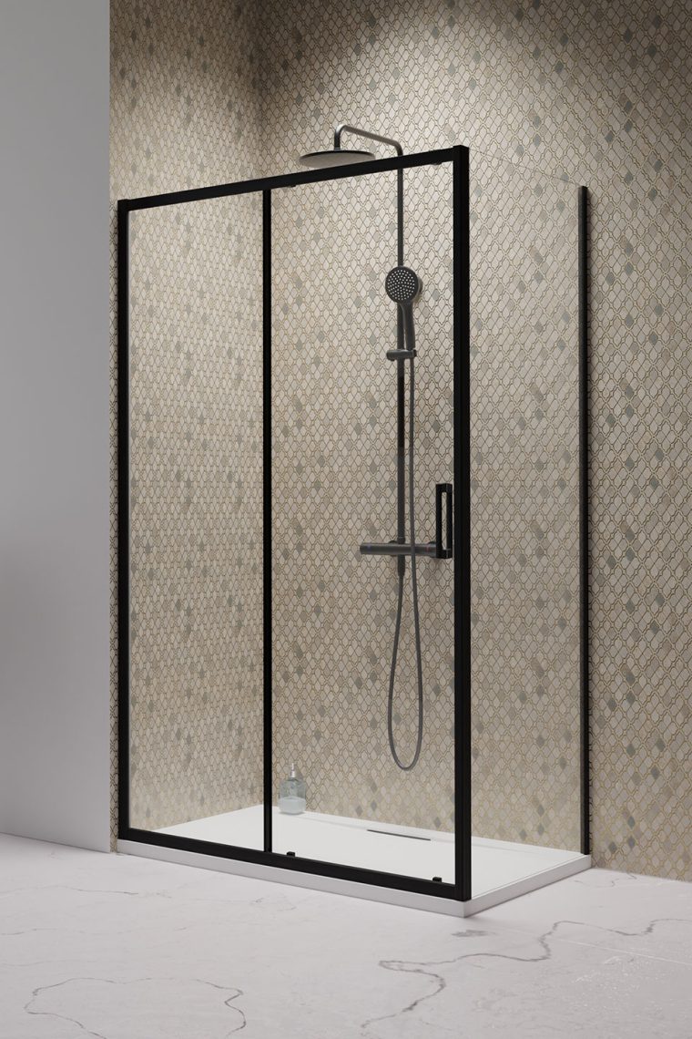душевой уголок radaway premium pro black kdj l 130x70 стекла прозрачные, профиль черный