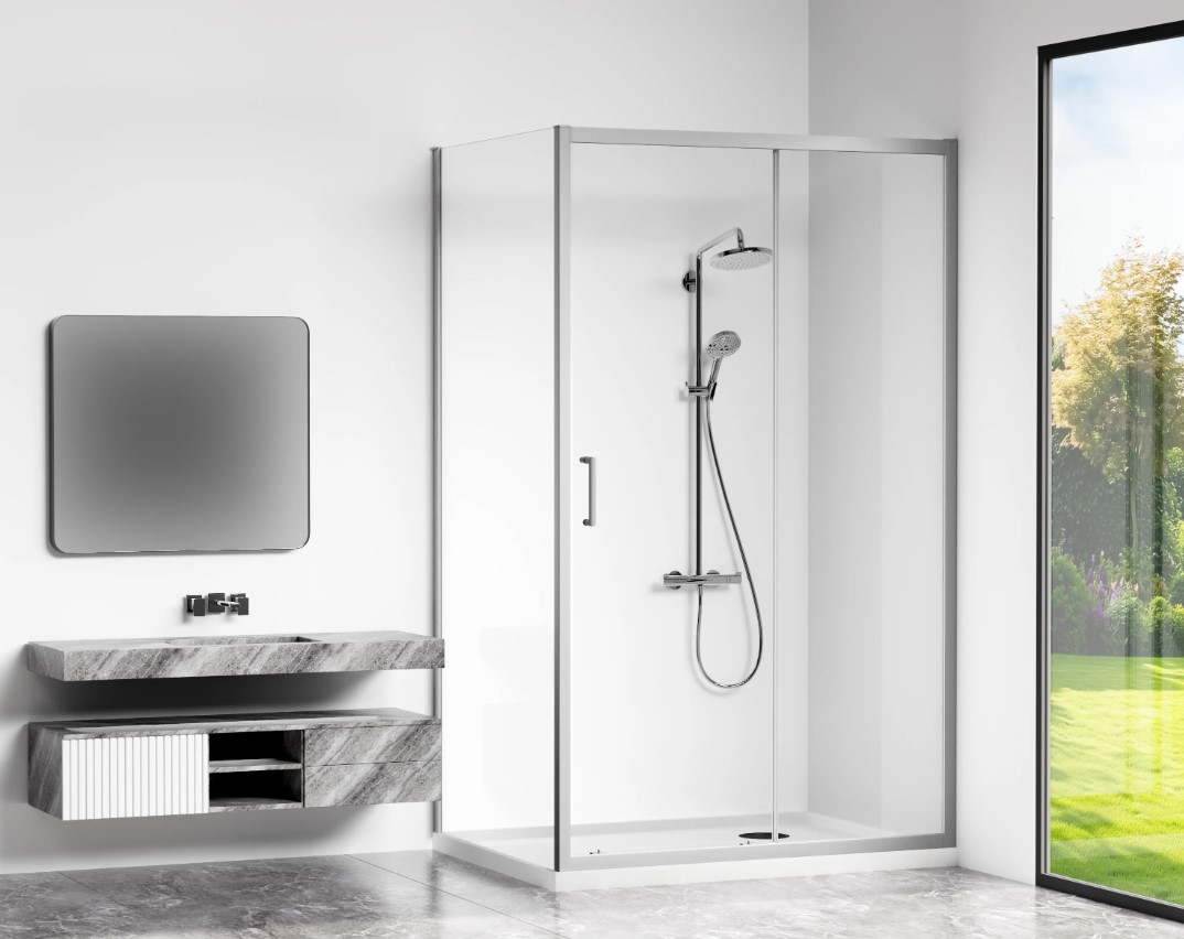 душевой уголок gooddoor cube wtw+sp 130x90 прозрачное стекло / профиль хром