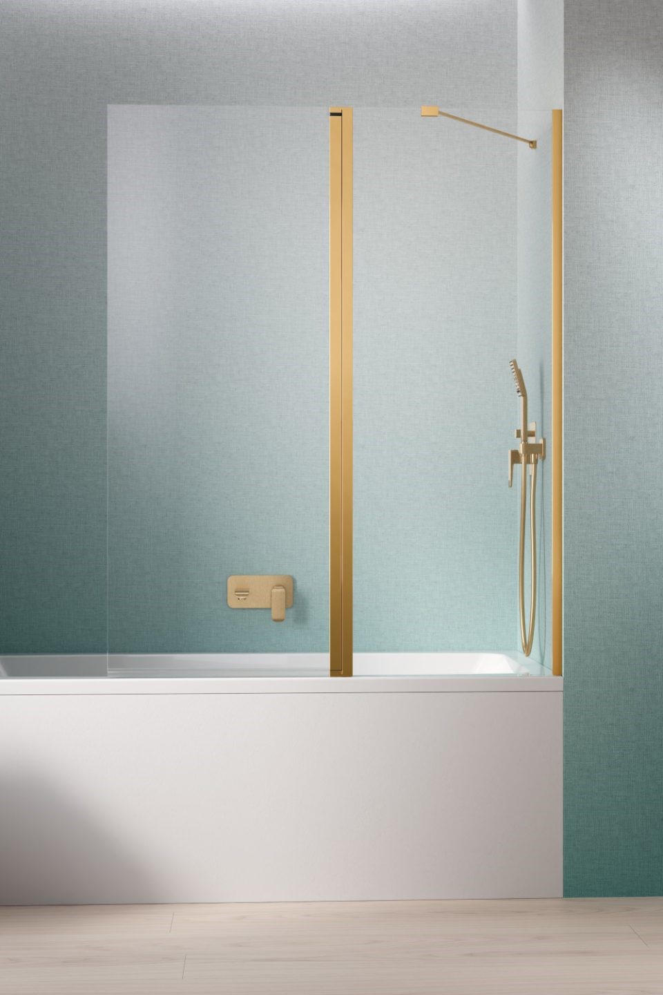 душевая шторка radaway nes gold pnd ii 140x150 правая, стекла прозрачные, профиль золото