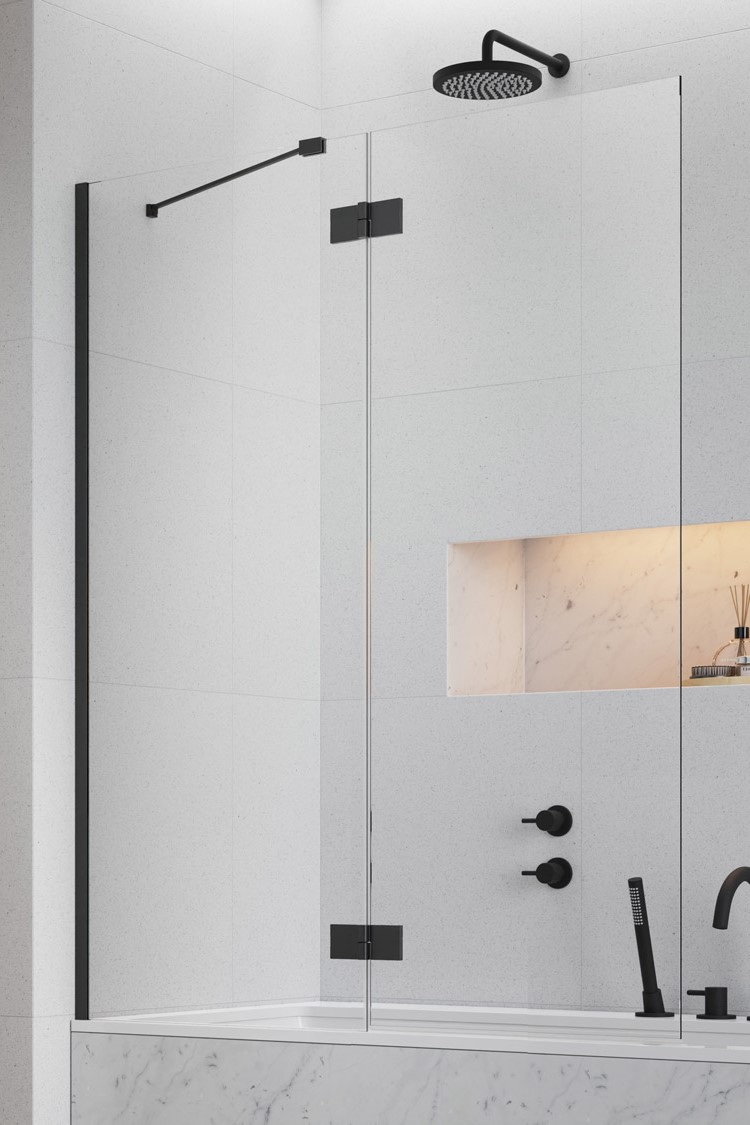 шторка на ванну radaway essenza black pnd ii 100l (прозрачное)