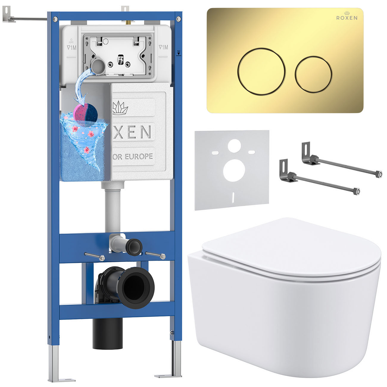 комплект инсталляции roxen 6 в 1 stounfix dual fresh 868468 золото