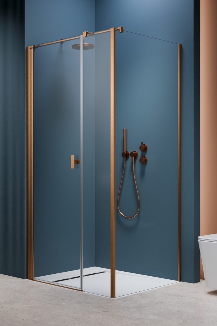 душевой уголок radaway nes brushed copper kds i 100x100 левый стекла прозрачные, профиль брашированная медь