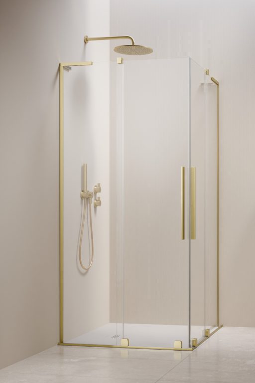 душевой уголок radaway furo sl brushed light gold kdd 90x120 стекла прозрачные, профиль брашированное светлое золото
