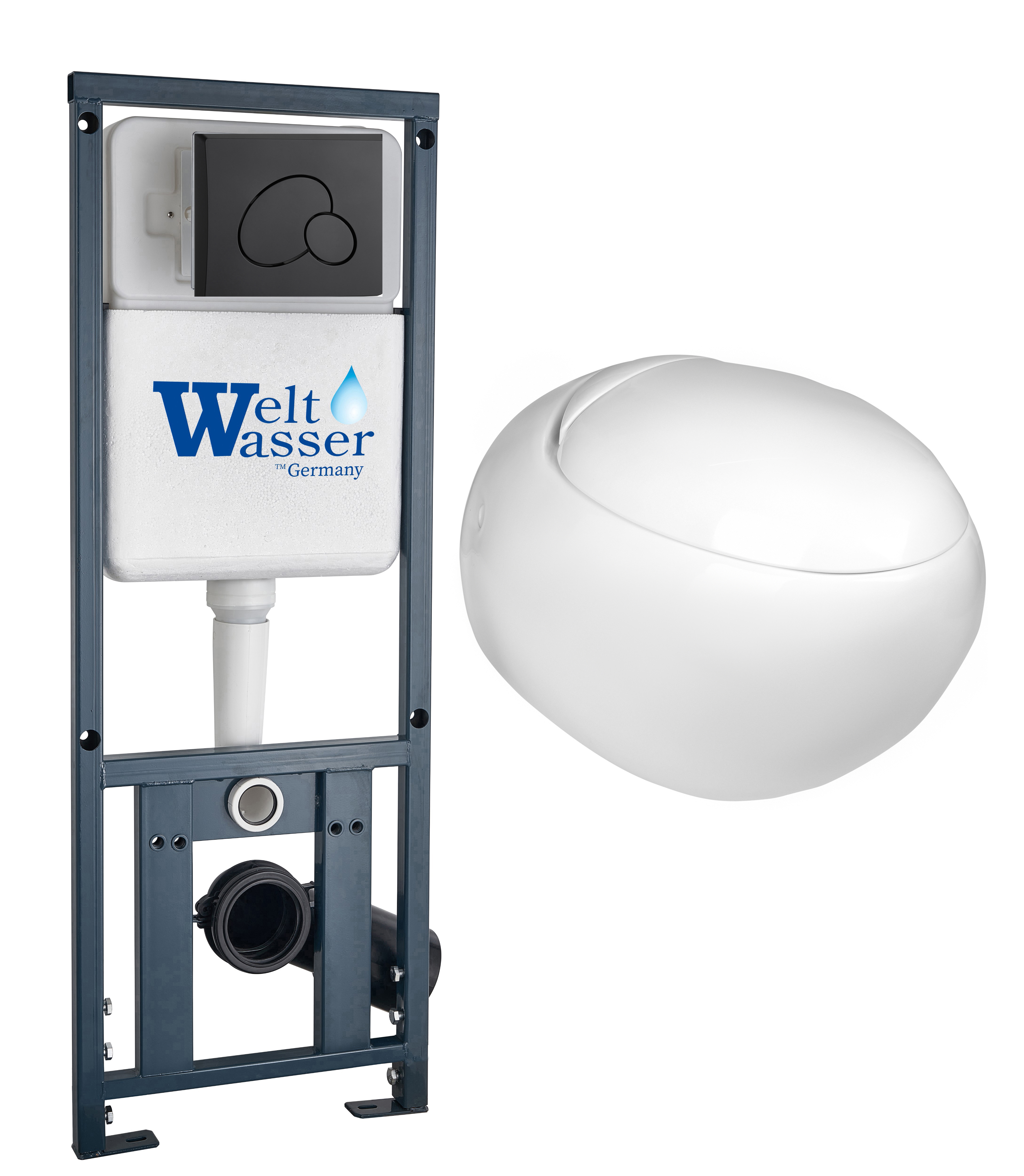 комплект инсталляции welt-wasser marberg 410 с унитазом jeckenbach 004 gl-wt и клавишей смыва mar 410 rd mt-bl черный матовый