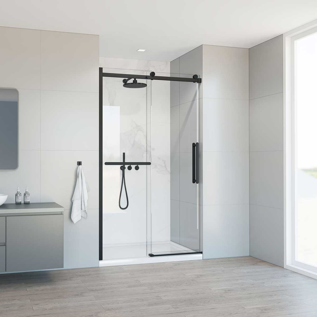 душевая дверь vincea сomo soft vds-1cs140clb 140x195 прозрачное стекло / профиль черный