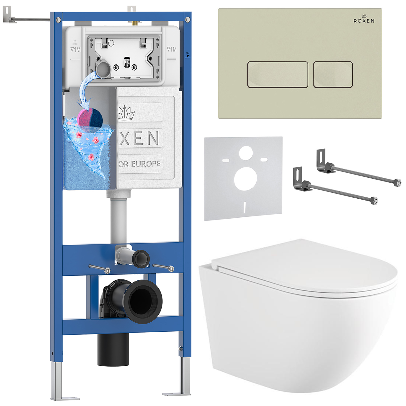 комплект инсталляции roxen 6 в 1 stounfix dual fresh 868416 клавиша бежевый