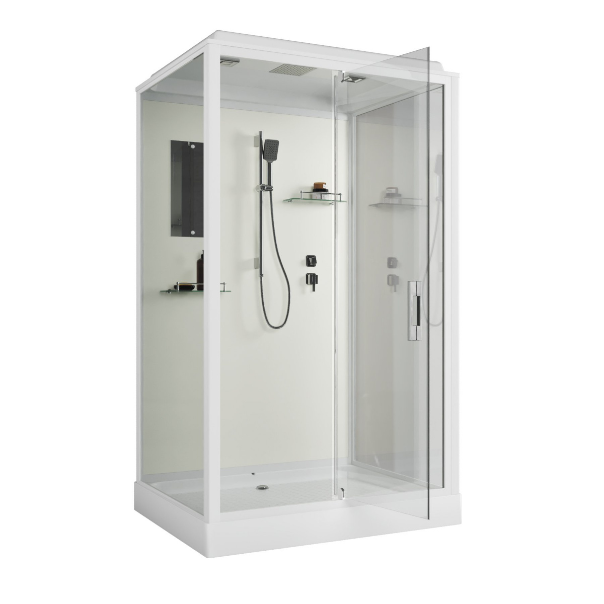 душевая кабина niagara standart st120/90/15q 120x90 стекла прозрачные/белые, профиль белый