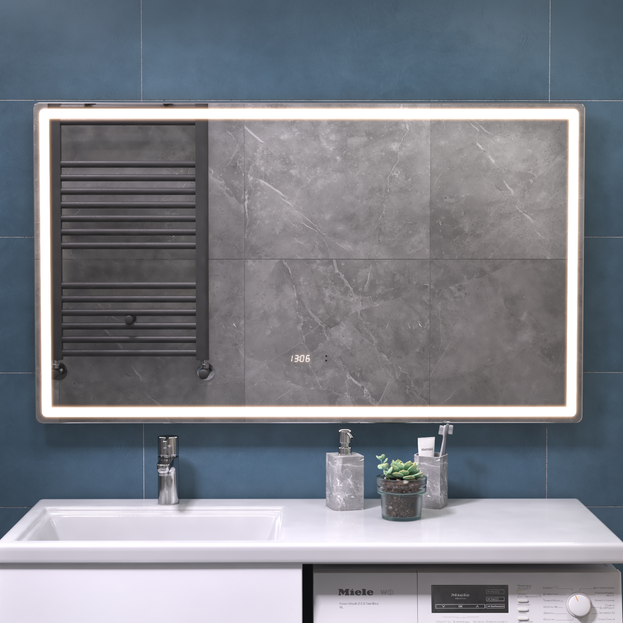 зеркало vigo geometry luxe 1200 с led подсветкой и антизапотеванием