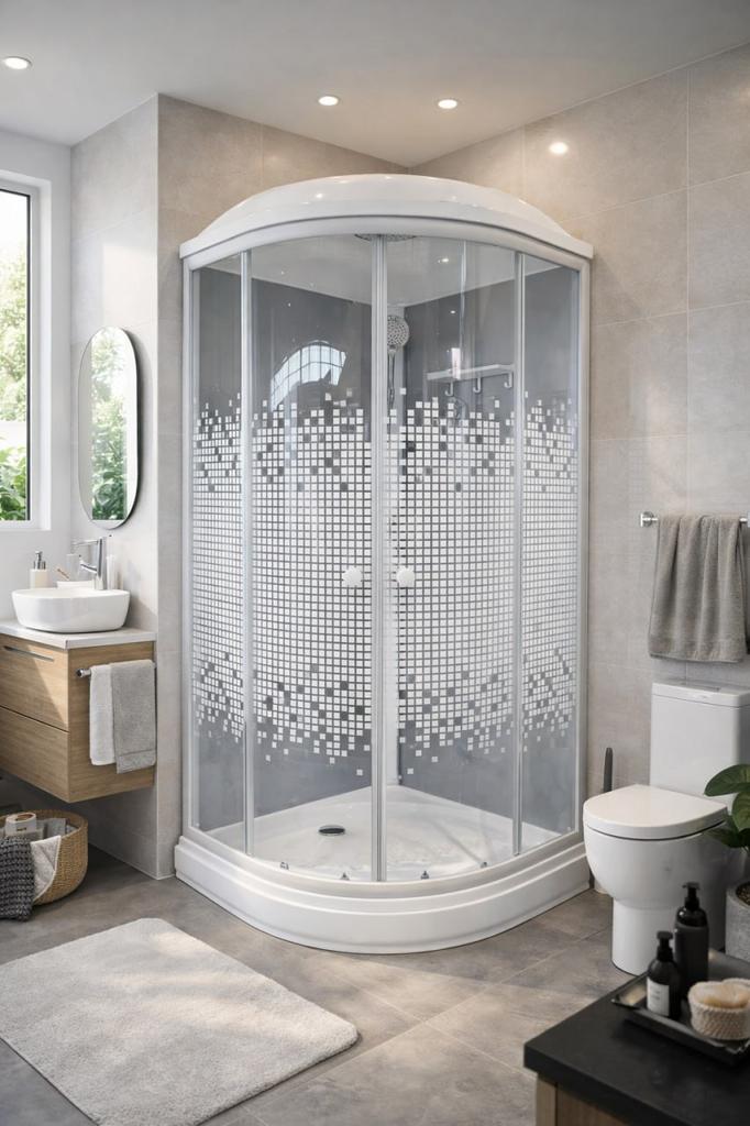 душевая кабина тритон пиксель м4 90x90 а стекла с рисунком, профиль белый
