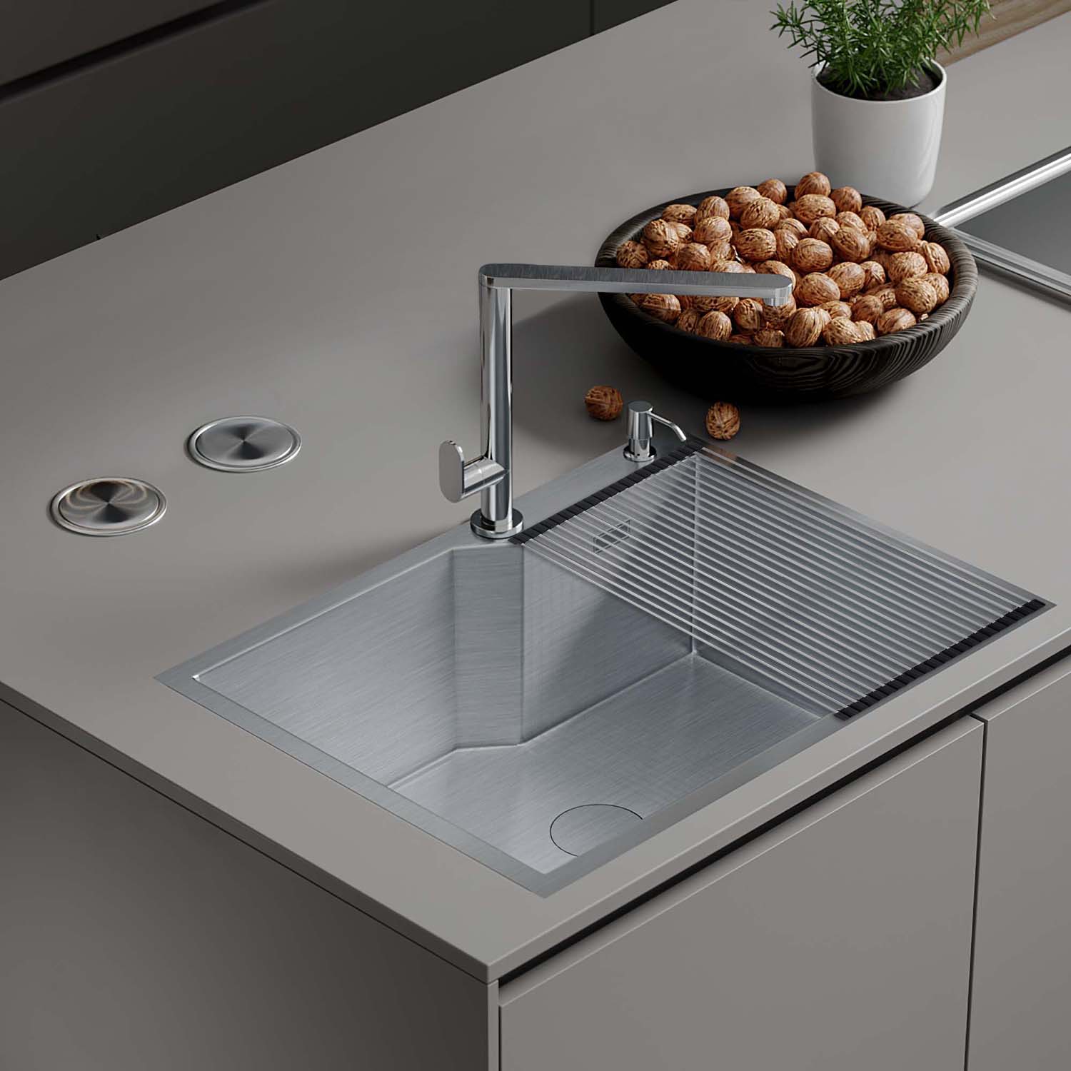 кухонная мойка roxen wellnes 560240-60 60x45 сатин
