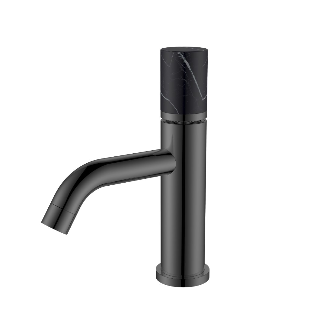 смеситель для умывальника boheme stick 121-sgm-mr-b, графит глянец / черный мрамор