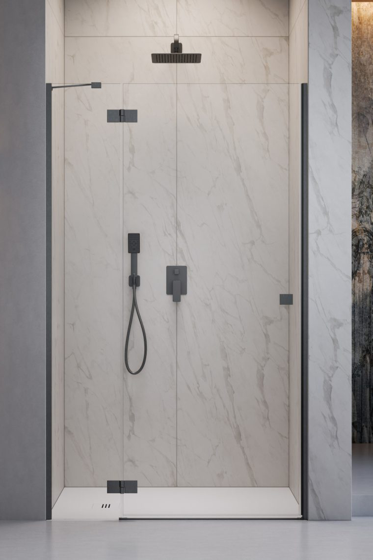 душевая дверь radaway essenza brushed gunmetal dwj 110x200 левая, стекла прозрачные, профиль брашированная оружейная сталь