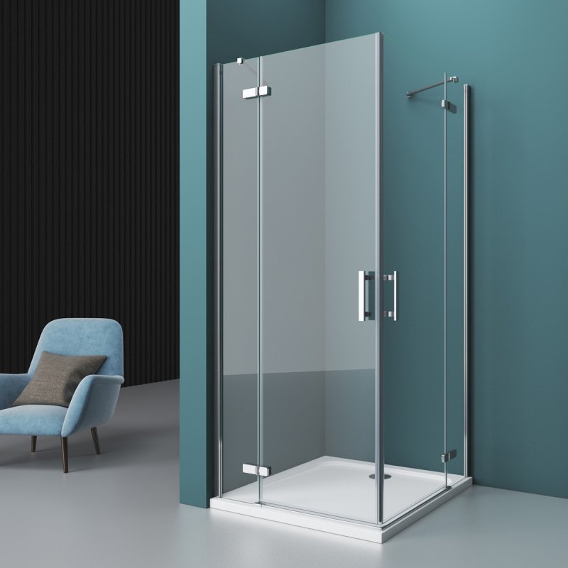 душевой уголок belbagno kraft-a-22-100-c-cr 100x100 стекла прозрачные, профиль хром