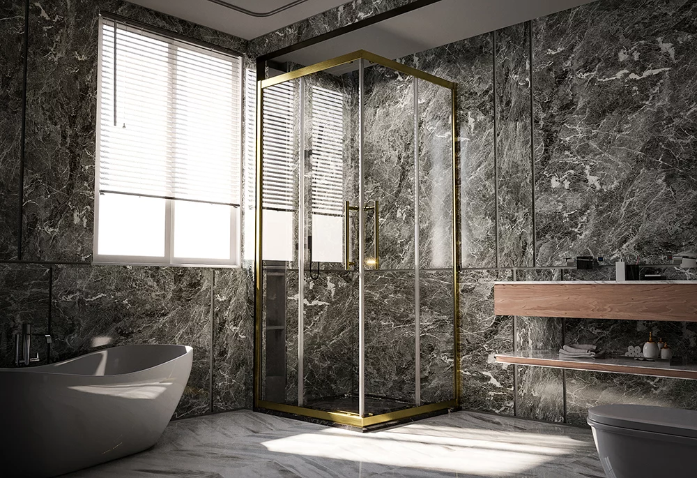 душевой уголок veconi premium trento ptc-20g 110x80 прозрачные стекла / профиль золото брашированное