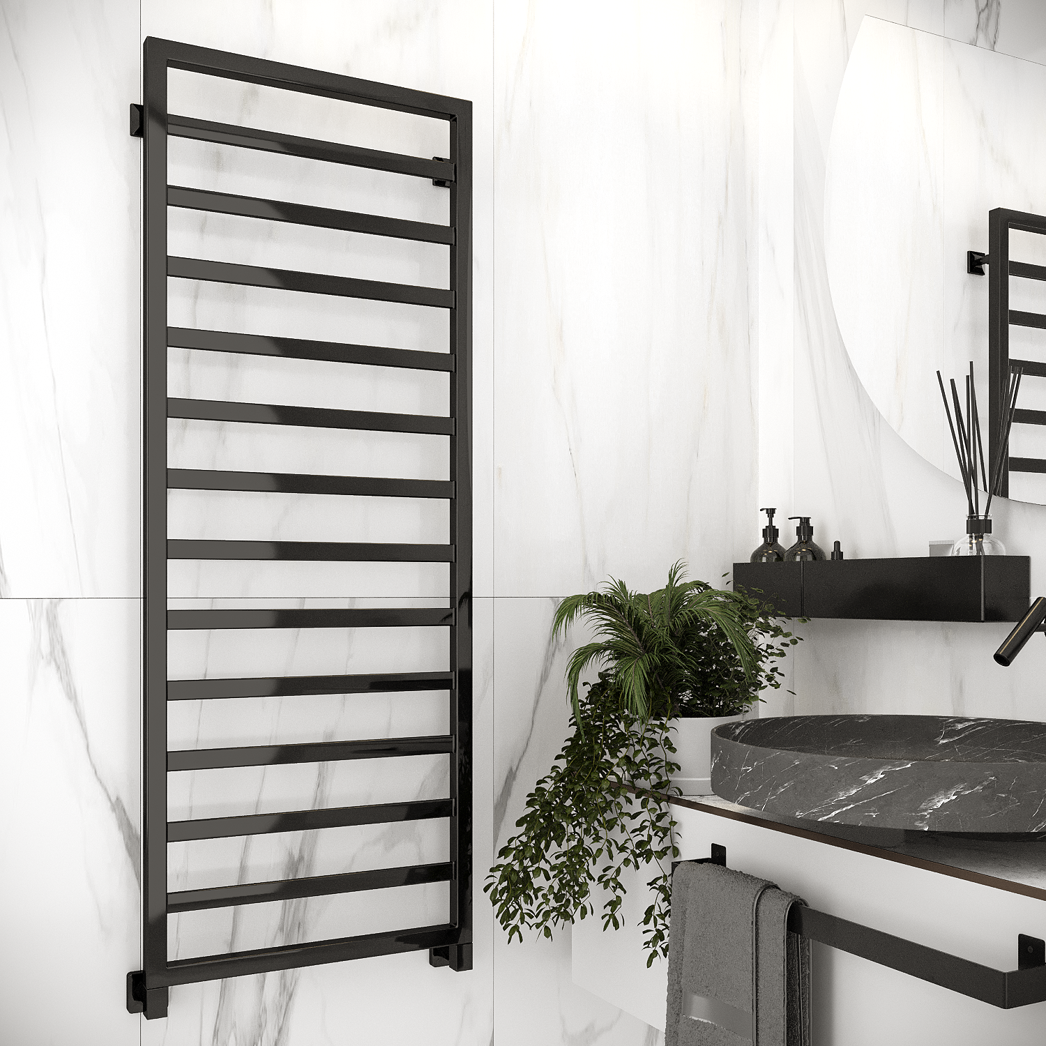 полотенцесушитель водяной stinox bergamo 50x140 черный глянец