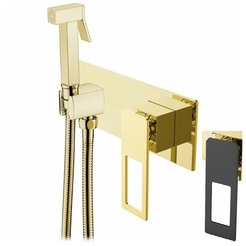 набор для псевдобиде со смесителем скрытого монтажа boheme q 147-gb gold black