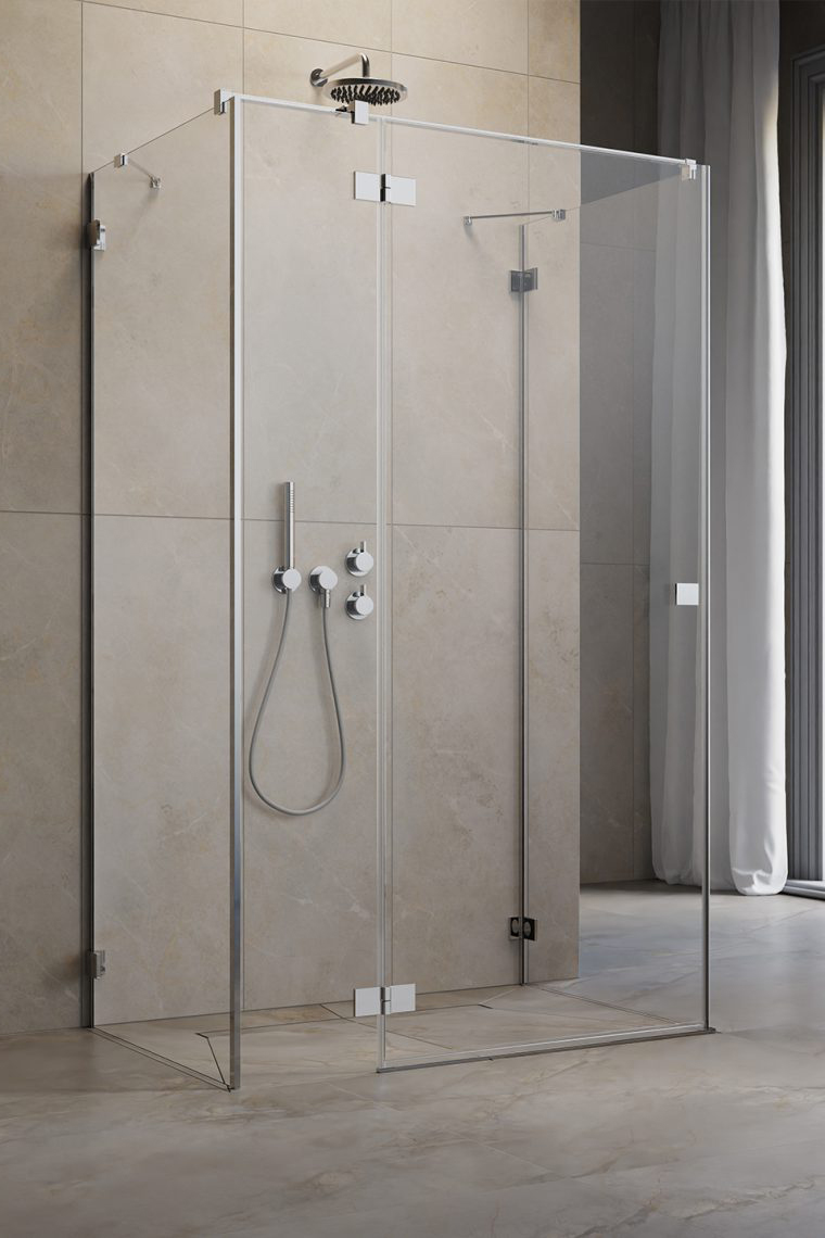 душевой уголок radaway essenza pro kdj+s 100x90 левый, стекла прозрачные, профиль хром