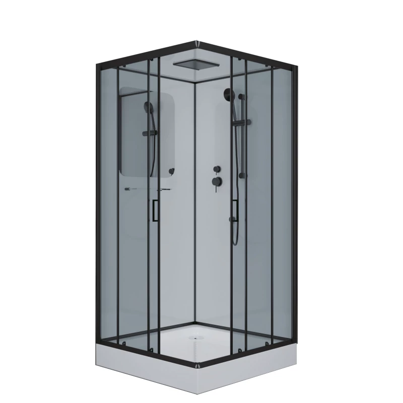 душевая кабина niagara ng-6901-01q black 90x90 стекла тонированные, профиль черный