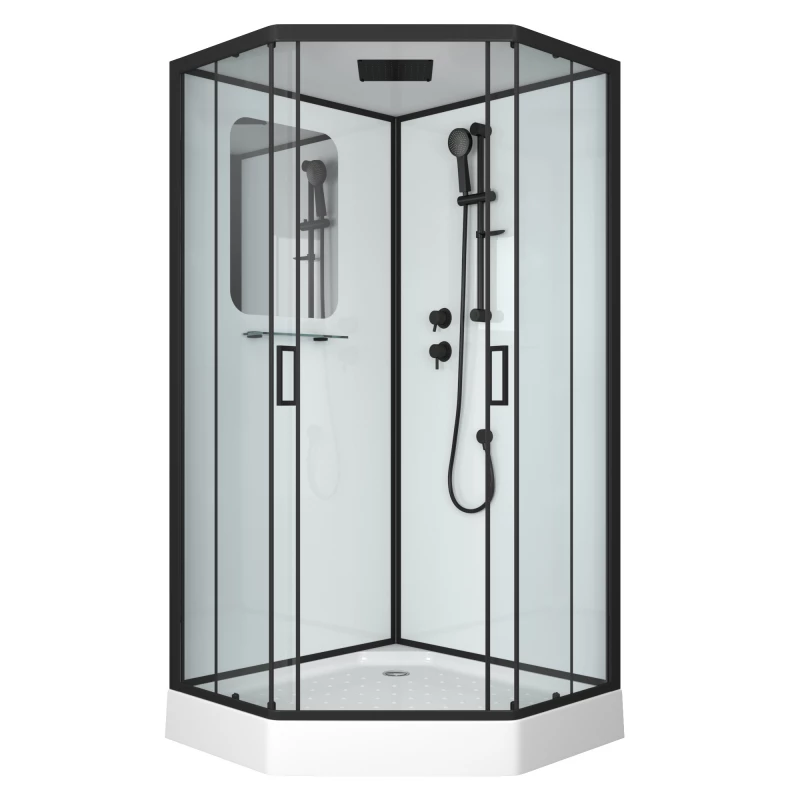 душевая кабина niagara ng-6902-01d black 100x100 стекла тонированные, профиль черный