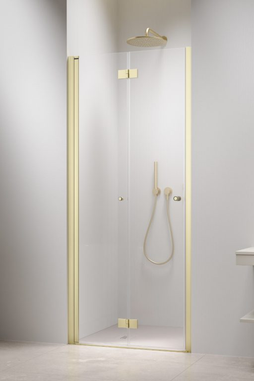 душевая дверь radaway nes 6 brushed light gold dwb 90x200 левая, стекла прозрачные, профиль брашированное светлое золото