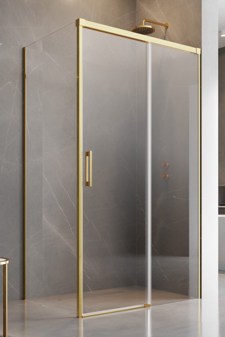 душевой уголок radaway idea gold kdj 130 r 130x80 стекла прозрачные, профиль золото