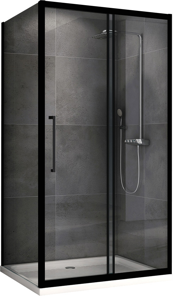 душевой уголок abber schwarzer diamant ag30130bh-s85b 130x85 стекла прозрачные, профиль черный