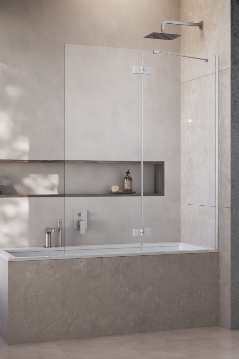 шторка на ванну radaway essenza brushed nickel pnd ii 110x150 правая, стекла прозрачные, профиль брашированный никель
