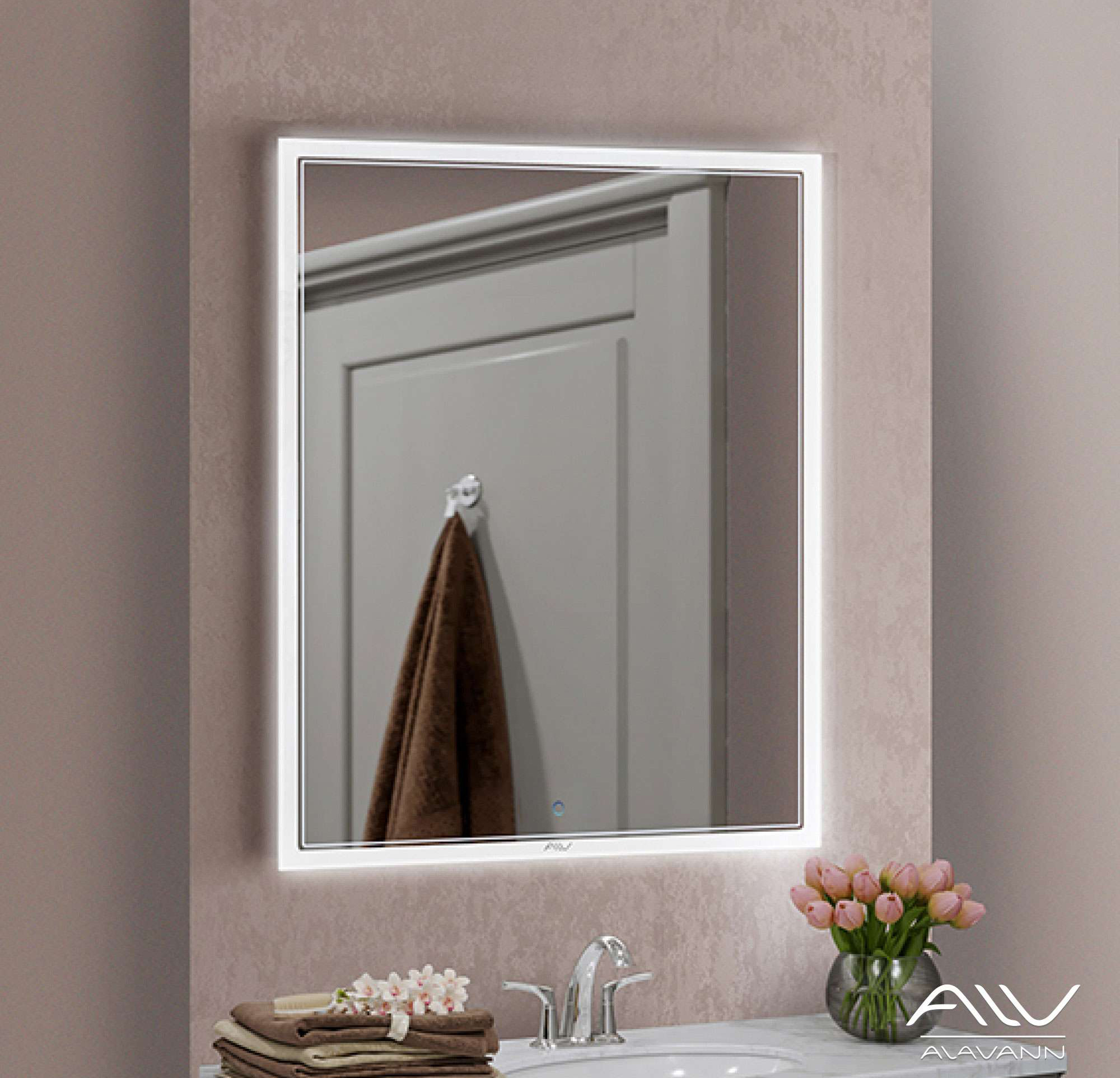 зеркало alavann emma 60 с led-подсветкой и сенсорным выключателем