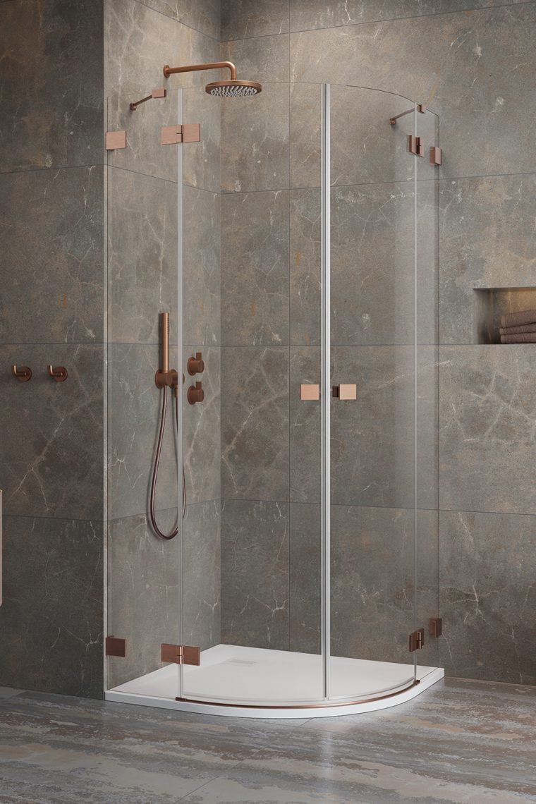 душевой уголок radaway essenza pro brushed copper pdd 80x90 стекло прозрачное, профиль брашированная медь