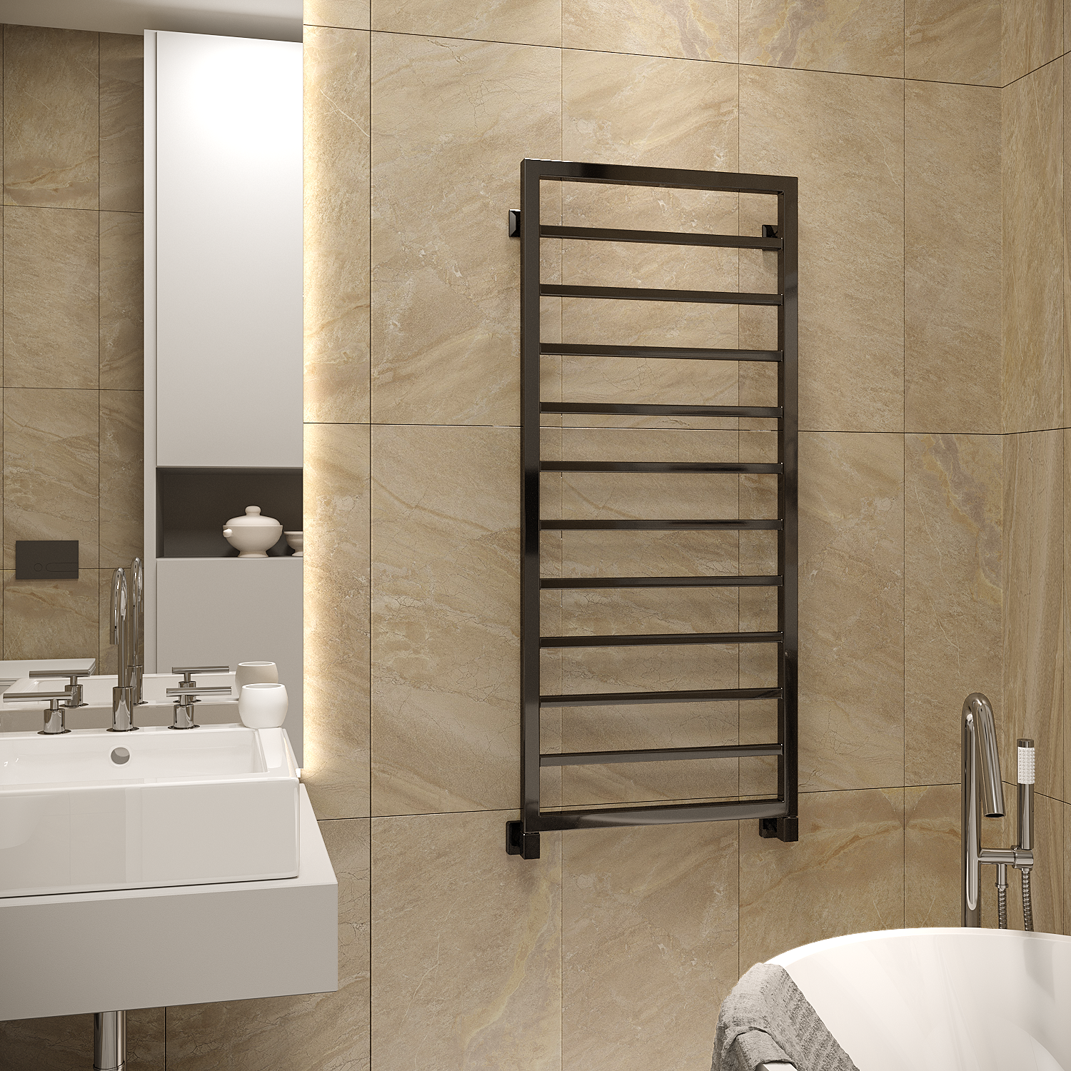 полотенцесушитель водяной stinox croma 50x120 черный глянец