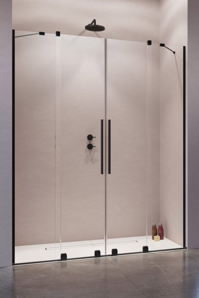 душевая дверь radaway furo black dwd 180 180x200 стекло прозрачное, профиль черный