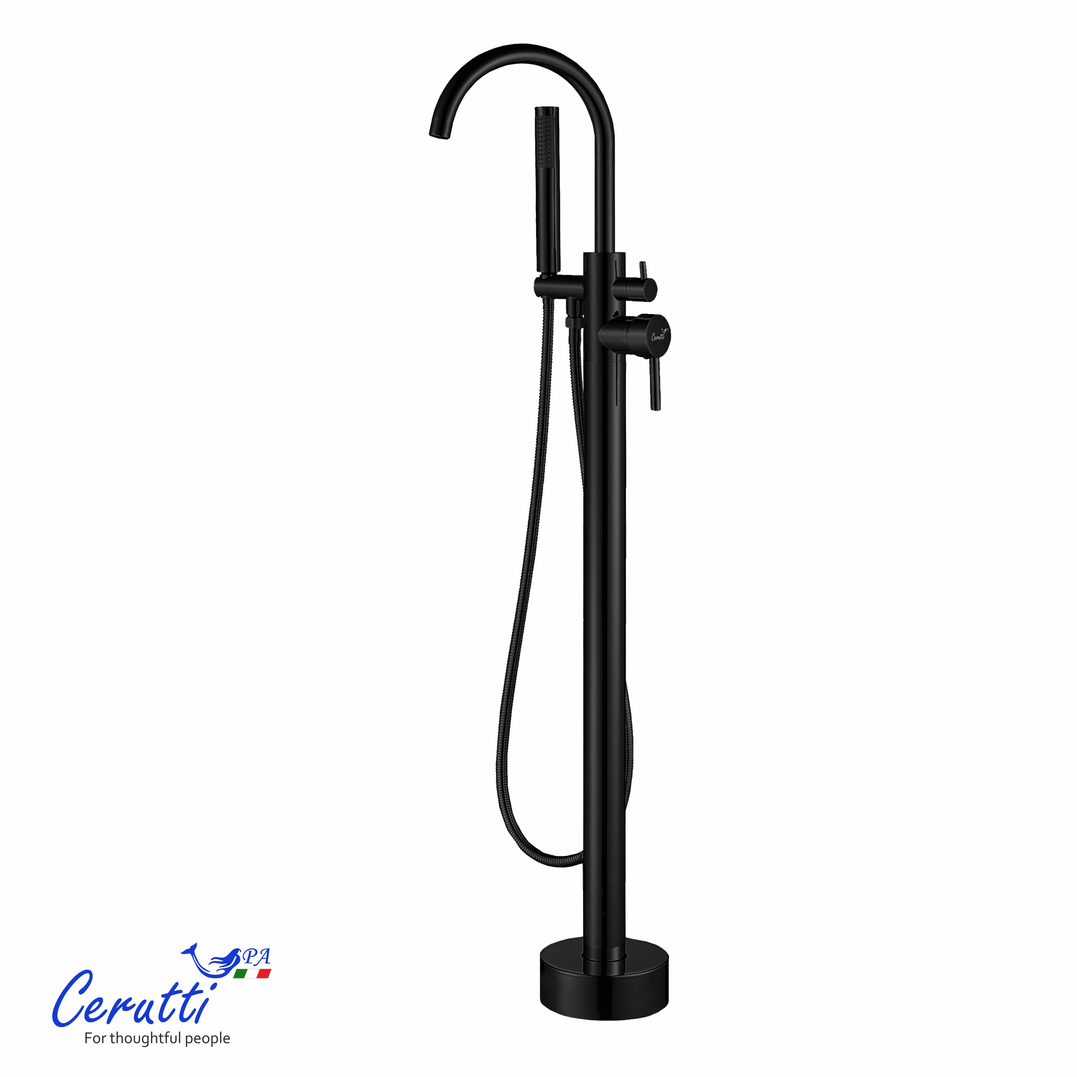 смеситель для ванны ceruttispa tobia b ct12114 черный матовый