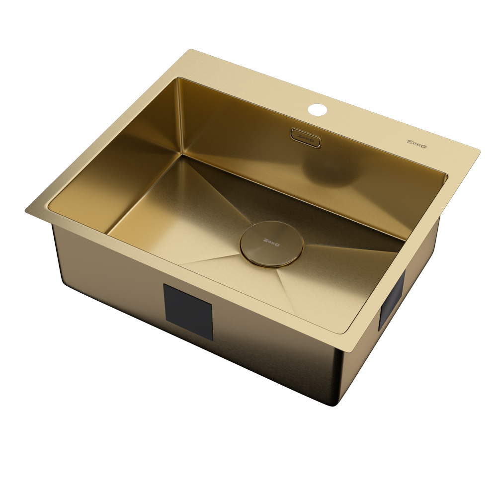 кухонная мойка zorg zerox 59 if pvd gold 59x51 матовое золото