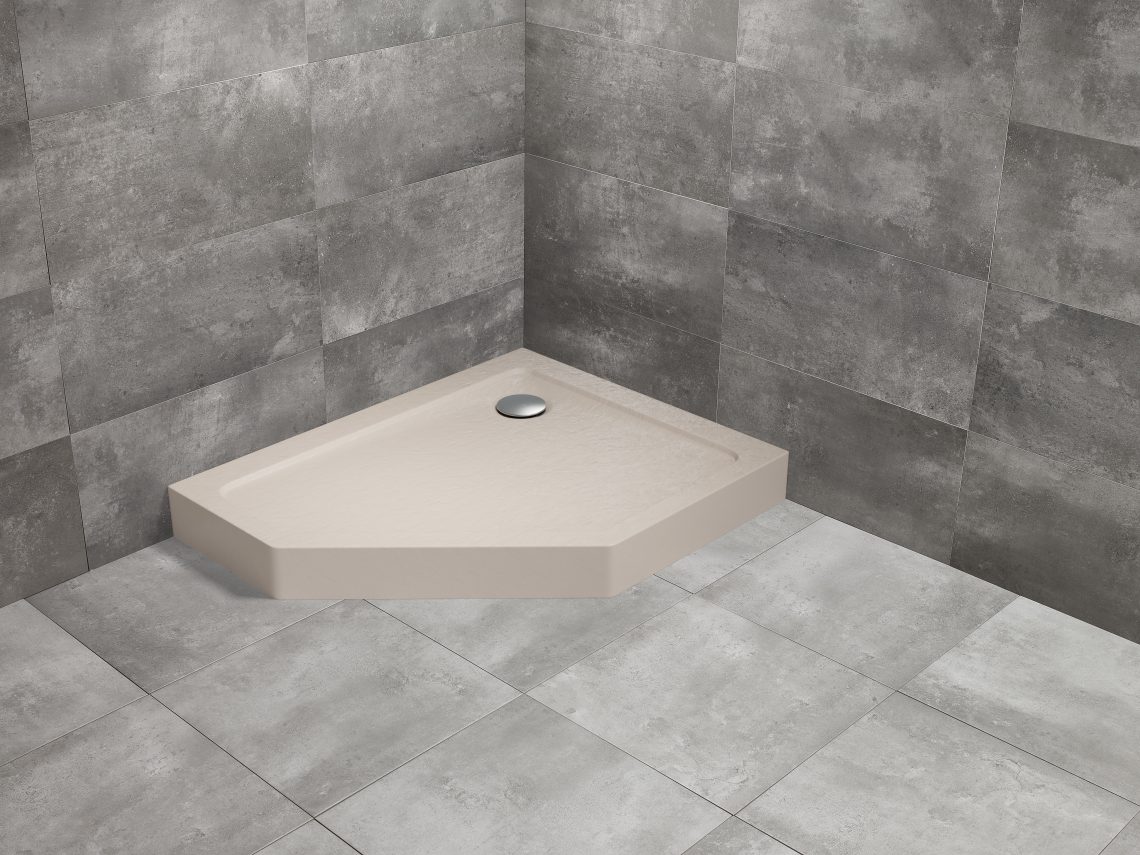 душевой поддон radaway doros pt e compact stone cashmere 90x80 левый, кашемир