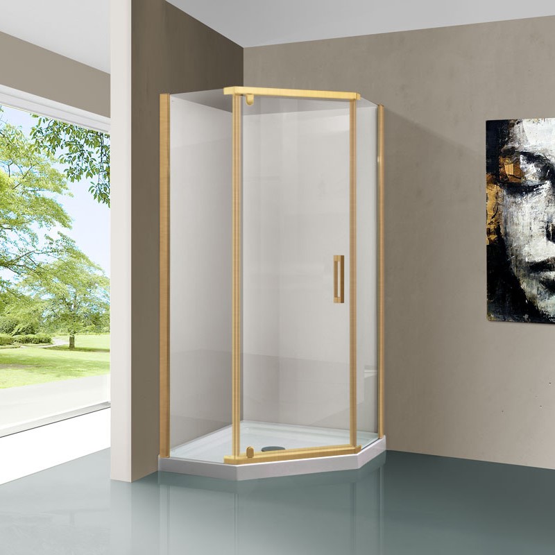 душевой уголок vincea stresa vsp-1s900clg 90x90 стекла прозрачные, профиль брашированное золото